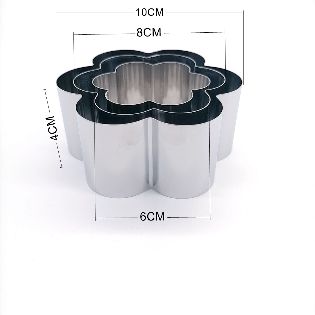 Clamshell Packaging Stainless Steel Biscuit Mold 3-Piece Set Fondant Biscuit Mold Cake Mold DIY Baking Tools
