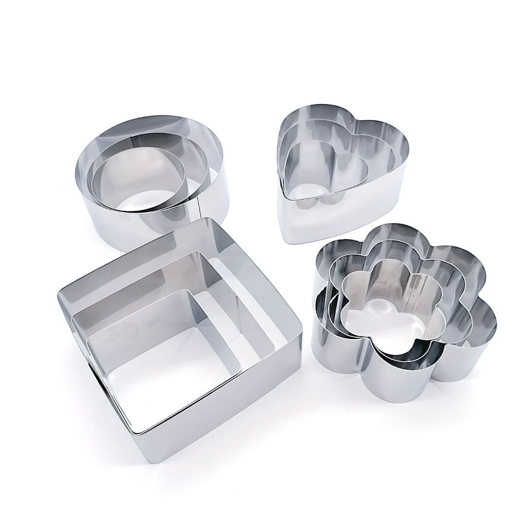 Clamshell Packaging Stainless Steel Biscuit Mold 3-Piece Set Fondant Biscuit Mold Cake Mold DIY Baking Tools