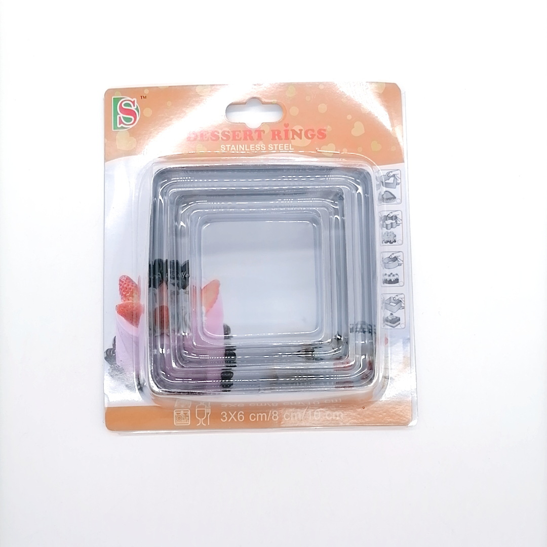 Clamshell Packaging Stainless Steel Biscuit Mold 3-Piece Set Fondant Biscuit Mold Cake Mold DIY Baking Tools