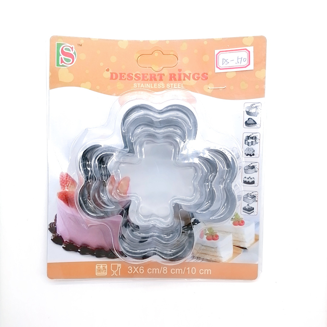 Clamshell Packaging Stainless Steel Biscuit Mold 3-Piece Set Fondant Biscuit Mold Cake Mold DIY Baking Tools