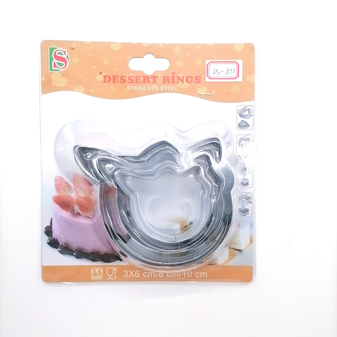 Clamshell Packaging Stainless Steel Biscuit Mold 3-Piece Set Fondant Biscuit Mold Cake Mold DIY Baking Tools