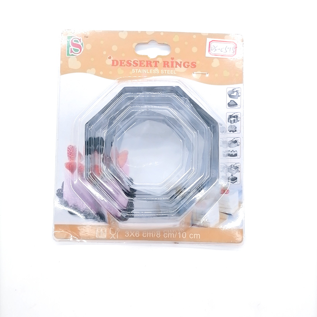 Clamshell Packaging Stainless Steel Biscuit Mold 3-Piece Set Fondant Biscuit Mold Cake Mold DIY Baking Tools