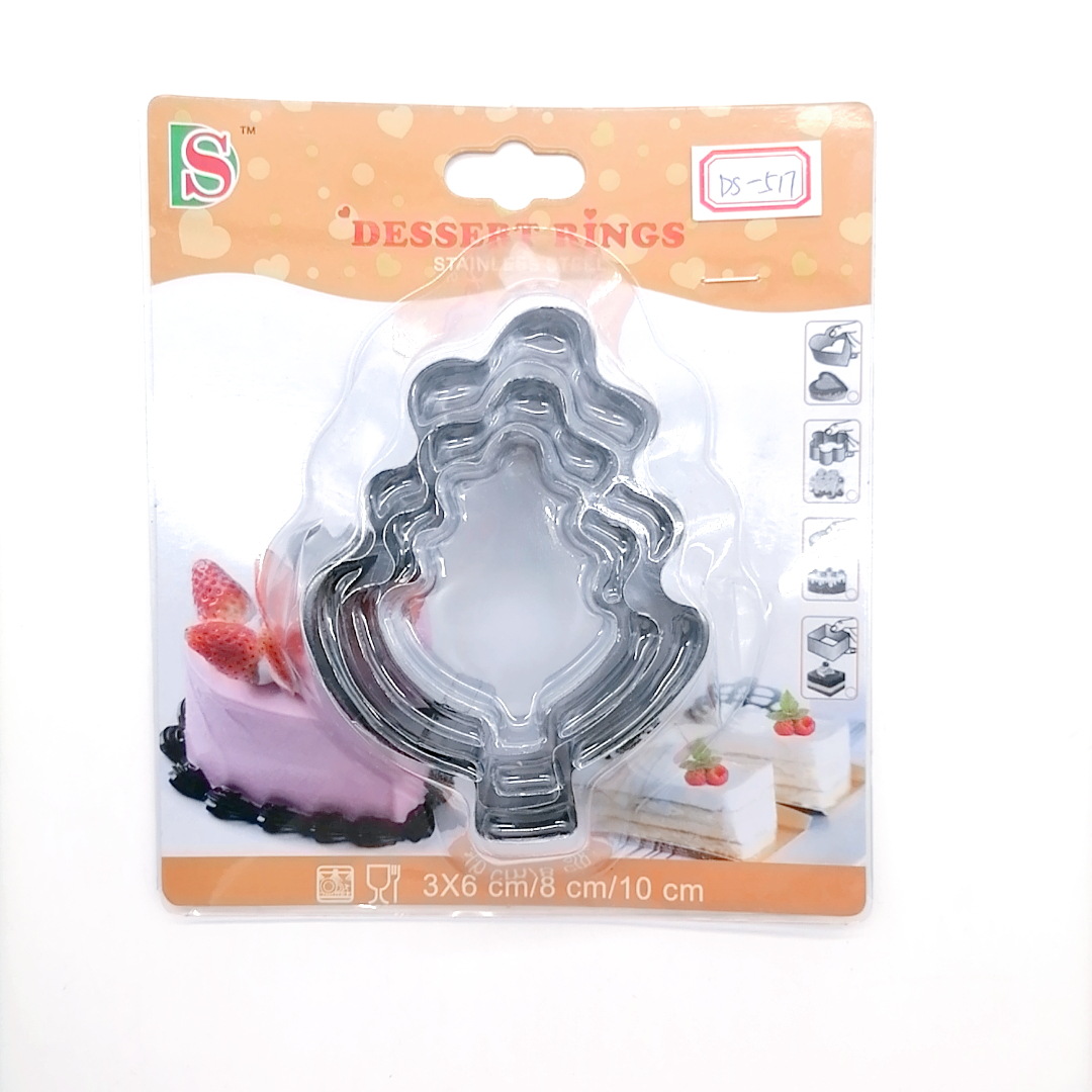 Clamshell Packaging Stainless Steel Biscuit Mold 3-Piece Set Fondant Biscuit Mold Cake Mold DIY Baking Tools