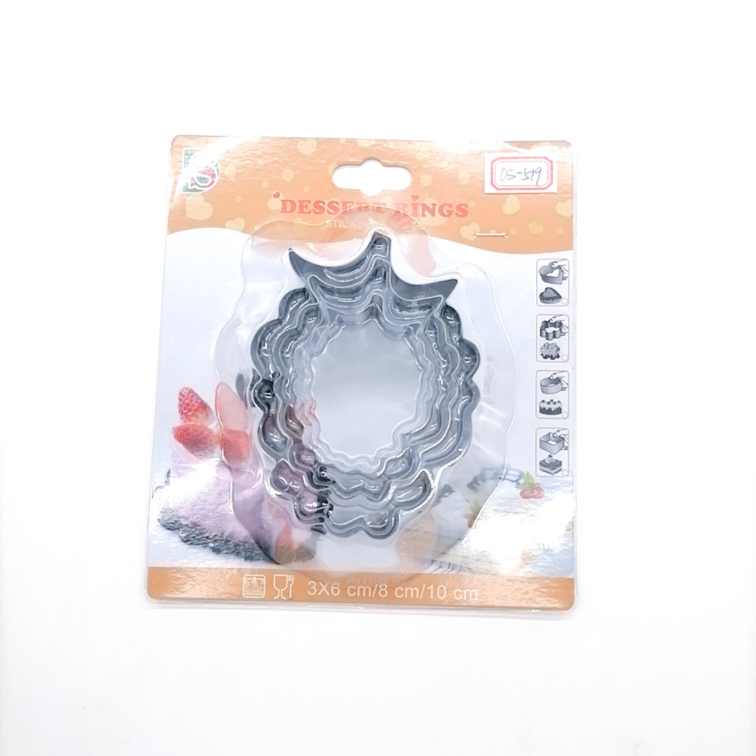 Clamshell Packaging Stainless Steel Biscuit Mold 3-Piece Set Fondant Biscuit Mold Cake Mold DIY Baking Tools