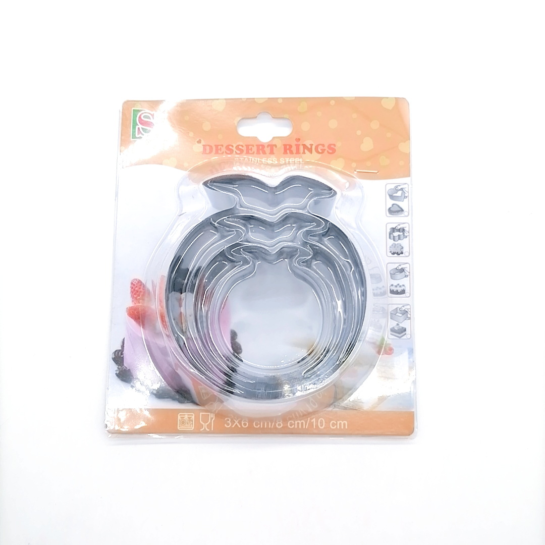Clamshell Packaging Stainless Steel Biscuit Mold 3-Piece Set Fondant Biscuit Mold Cake Mold DIY Baking Tools