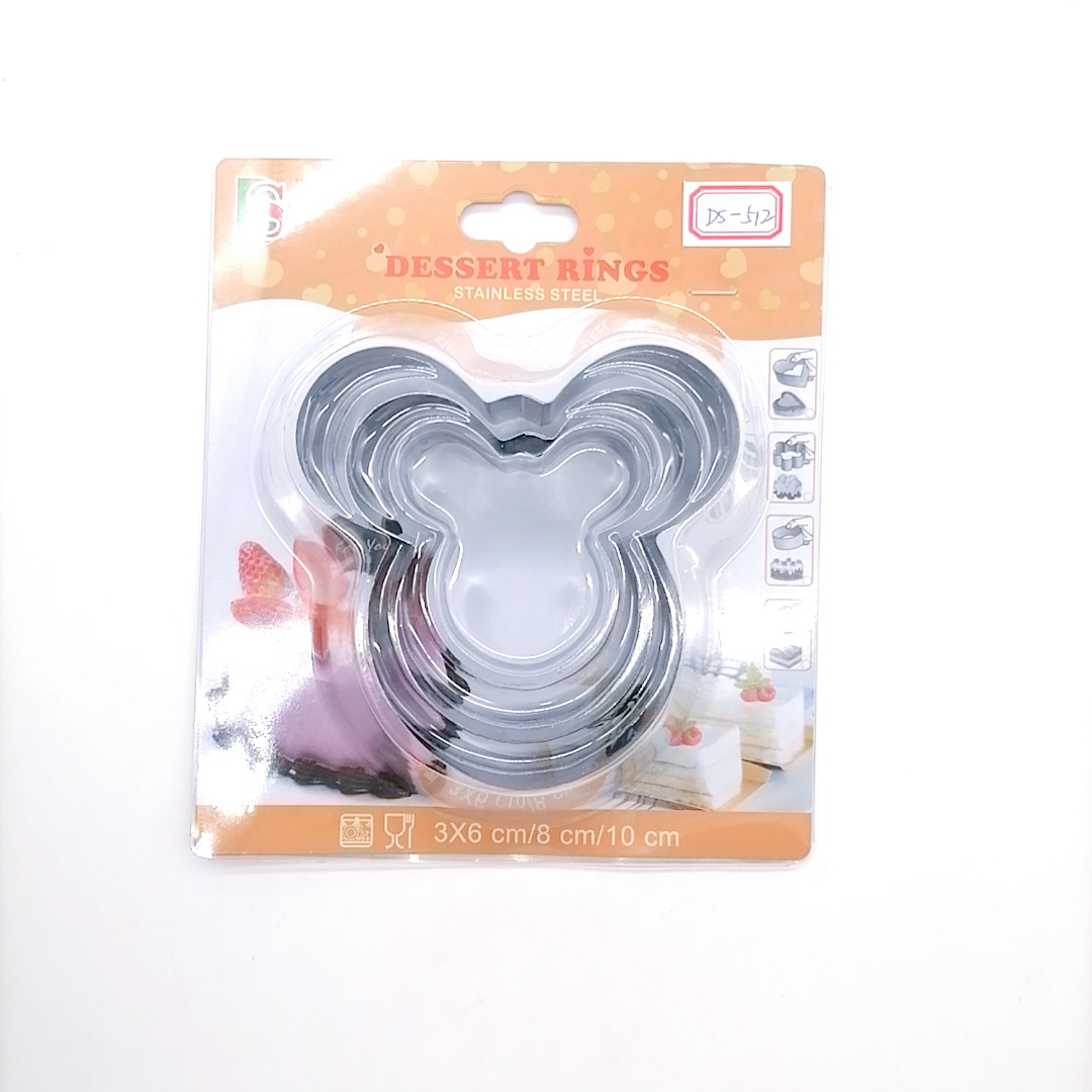 Clamshell Packaging Stainless Steel Biscuit Mold 3-Piece Set Fondant Biscuit Mold Cake Mold DIY Baking Tools