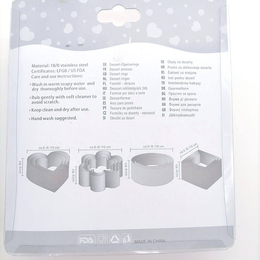 Clamshell Packaging Stainless Steel Biscuit Mold 3-Piece Set Fondant Biscuit Mold Cake Mold DIY Baking Tools