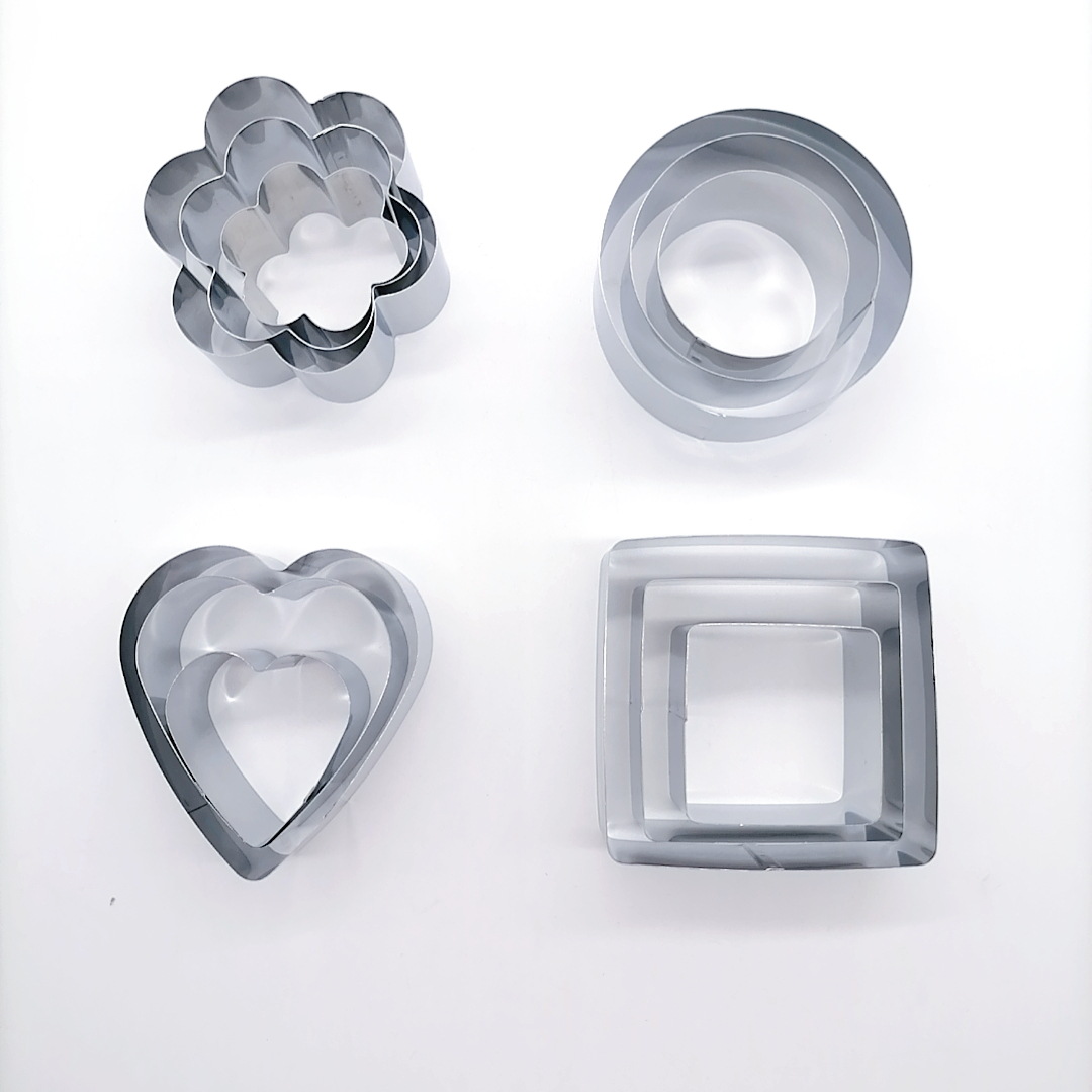 Clamshell Packaging Stainless Steel Biscuit Mold 3-Piece Set Fondant Biscuit Mold Cake Mold DIY Baking Tools