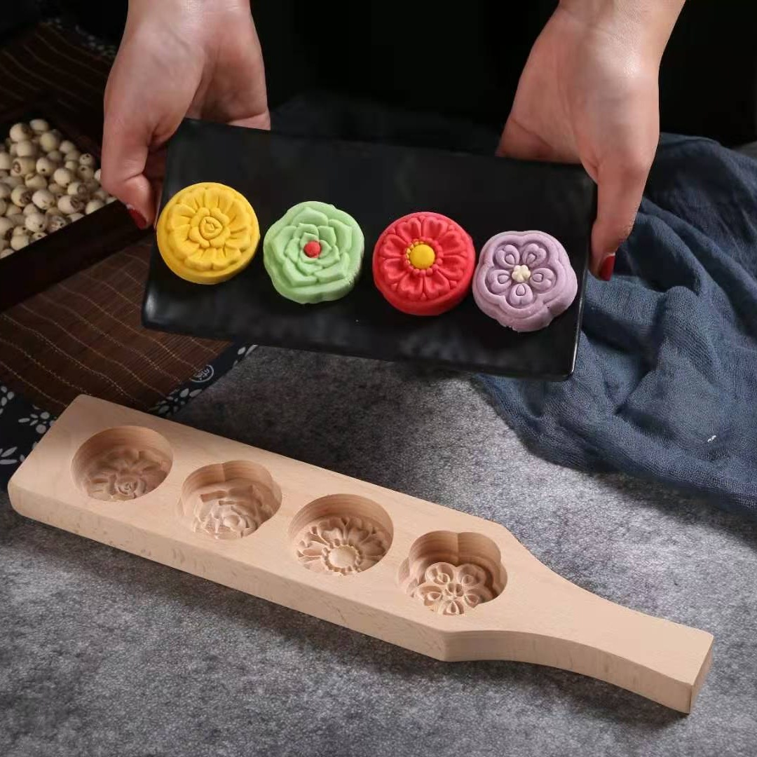 Moon Cake Wood Mold Snow Skin Mooncake Purple Sweet Potato Mung Bean shan yao gao Pumpkin Pie Green Dumpling Steamed Bread