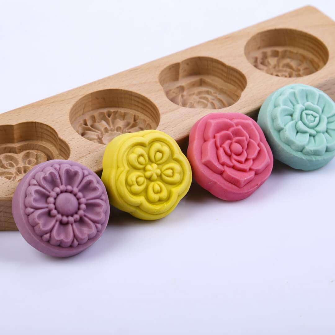 Moon Cake Wood Mold Snow Skin Mooncake Purple Sweet Potato Mung Bean shan yao gao Pumpkin Pie Green Dumpling Steamed Bread