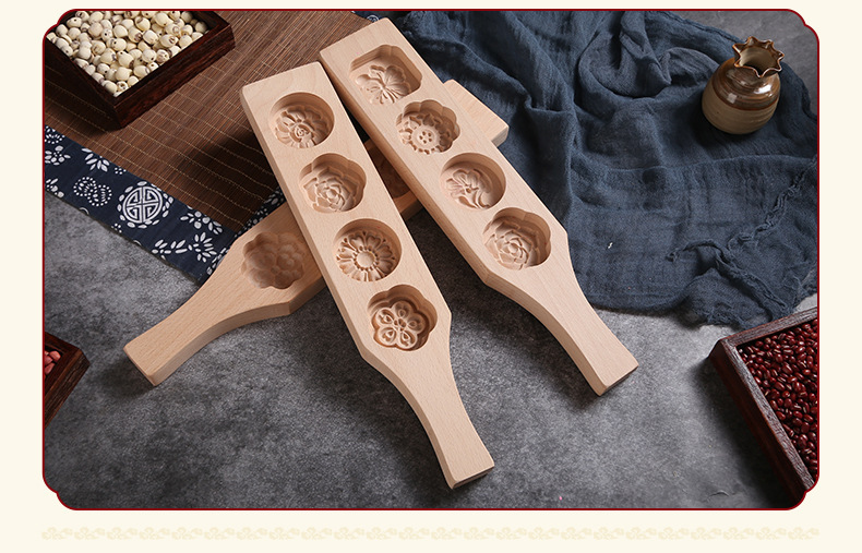 Moon Cake Wood Mold Snow Skin Mooncake Purple Sweet Potato Mung Bean shan yao gao Pumpkin Pie Green Dumpling Steamed Bread