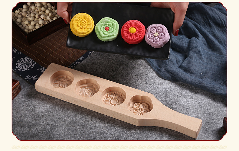 Moon Cake Wood Mold Snow Skin Mooncake Purple Sweet Potato Mung Bean shan yao gao Pumpkin Pie Green Dumpling Steamed Bread