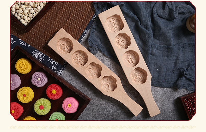 Moon Cake Wood Mold Snow Skin Mooncake Purple Sweet Potato Mung Bean shan yao gao Pumpkin Pie Green Dumpling Steamed Bread