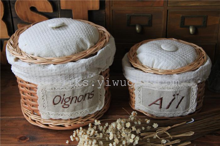 Factory wholesale zakka sewing storage baskets Wicker storage snack storage baskets set of two