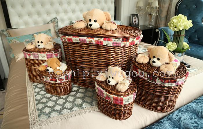 Factory direct creative home Wicker laundry basket five cartoon bear storage baskets of dirty clothes barrel Factory direct creative home Wicker laundry basket five cartoon bear storage baskets of dirty clothes barrel