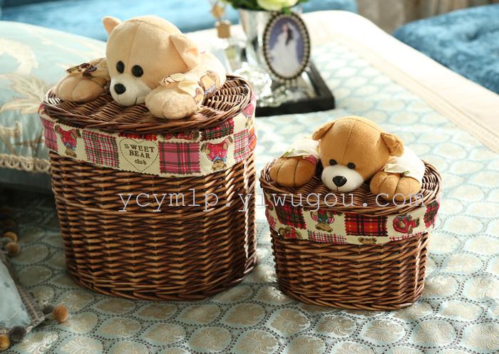 Factory direct creative home Wicker laundry basket five cartoon bear storage baskets of dirty clothes barrel Factory direct creative home Wicker laundry basket five cartoon bear storage baskets of dirty clothes barrel