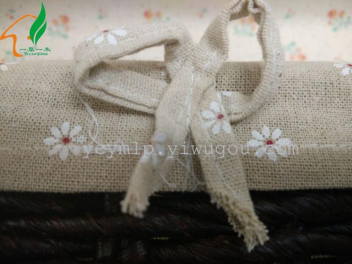 Pastoral straw storage baskets bow debris storage floral linen baskets storage baskets Pastoral straw storage baskets bow debris storage floral linen baskets storage baskets