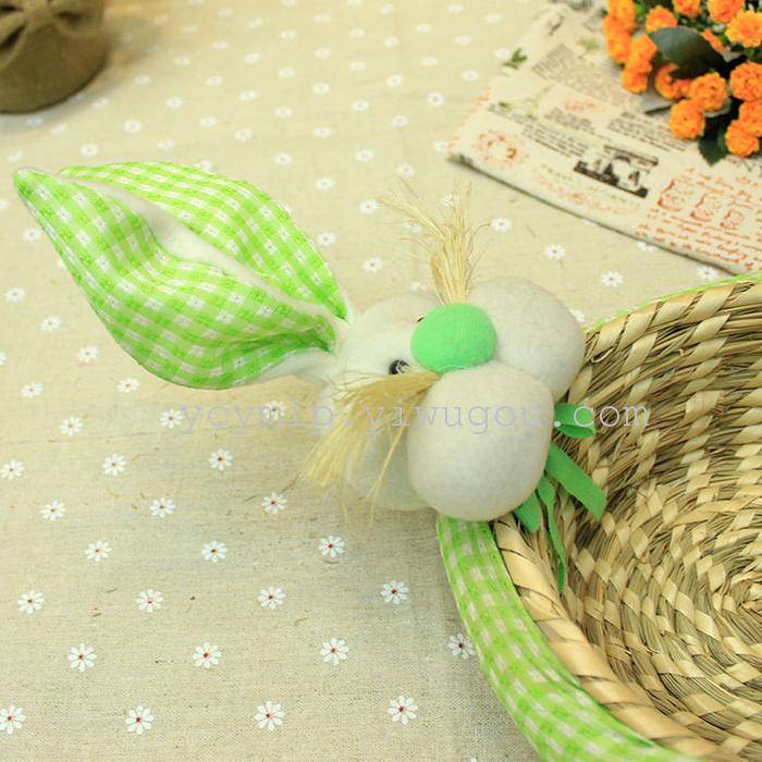 Green gingham Easter Bunny three piece woven storage baskets can hold Easter egg decoration storage Green gingham Easter Bunny three piece woven storage baskets can hold Easter egg decoration storage