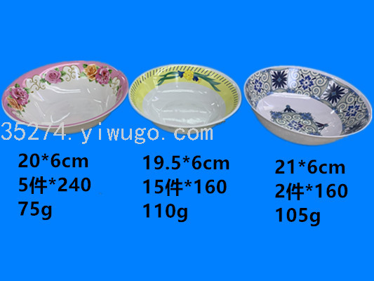 Melamine Stock Pottery-like Ceramic Decals Tableware Melamine Bowl Running Rivers and Lakes Stall Hot Sale Can Be Sold by Ton