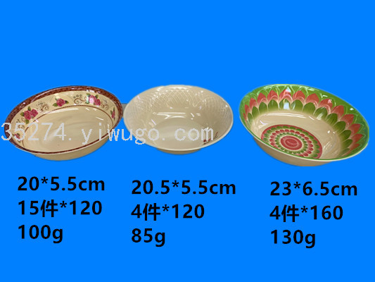 Melamine Stock Pottery-like Ceramic Decals Tableware Melamine Bowl Running Rivers and Lakes Stall Hot Sale Can Be Sold by Ton