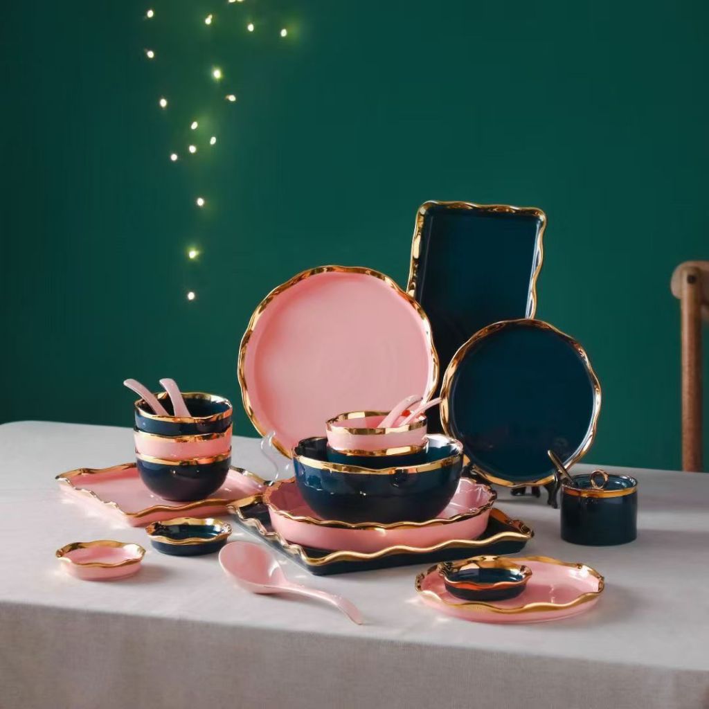 Entry Lux Style High-Grade Porcelain Nordic Style Tableware Parts Ceramic Bowl Ceramic Plate Ceramic Plate Ceramic Square Plate