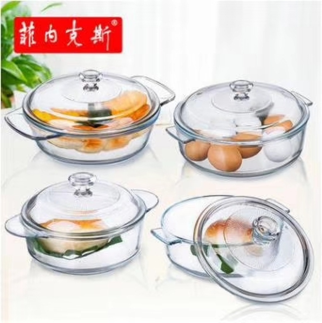 Fenix Tempered Glass Pot Crystal Pot with Lid Rice Bowl Plate Heat-Resistant Microwave Oven Oven Special Use