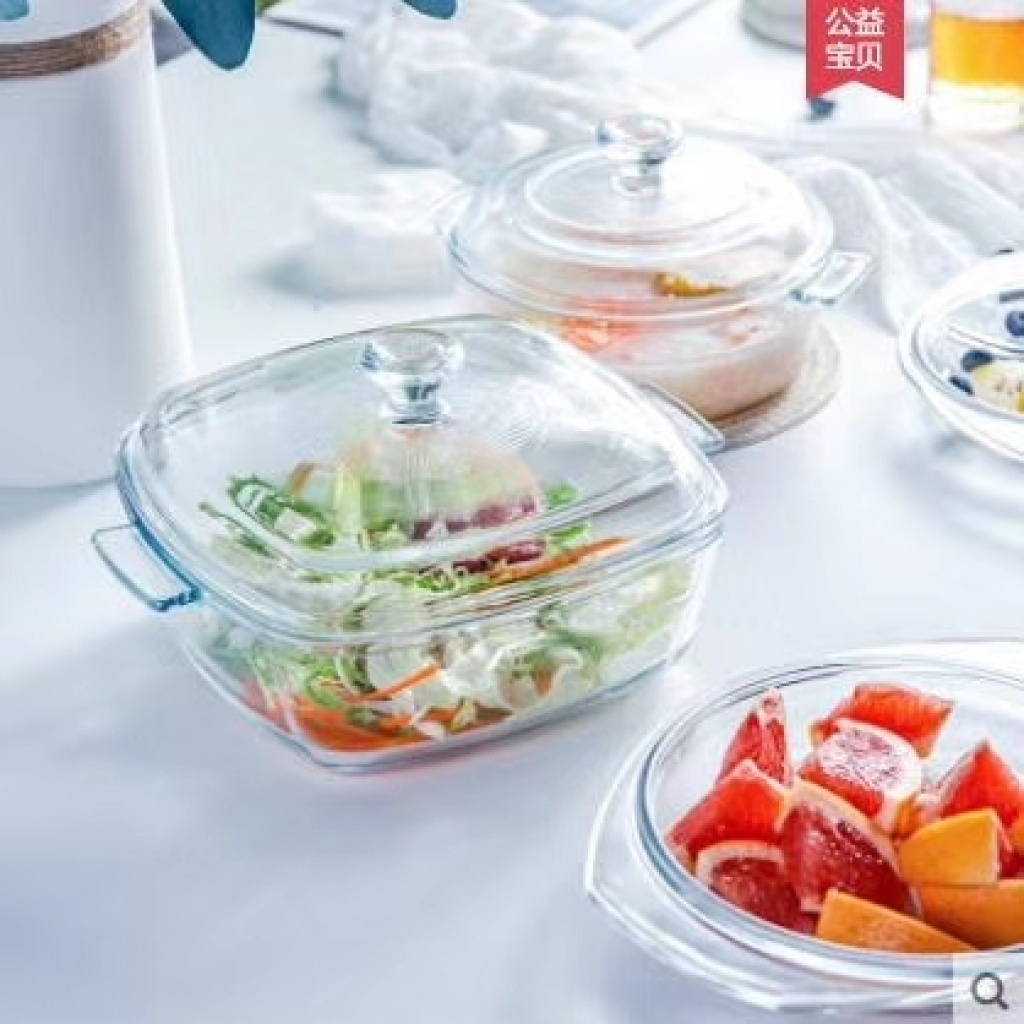 Fenix Tempered Glass Pot Crystal Pot with Lid Rice Bowl Plate Heat-Resistant Microwave Oven Oven Special Use