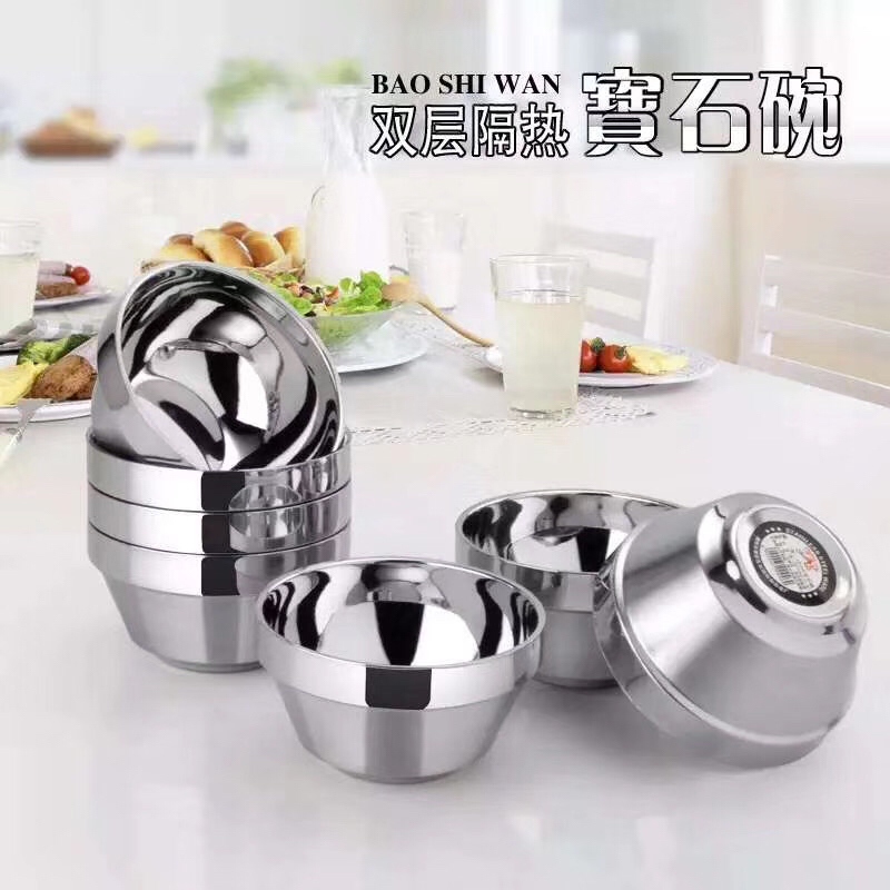 Kitchen Supplies 304 Double Layer Insulation Bowl Student Heat Insulation Soup Bowl Kitchen Supplies 304 Double Layer Insulation Bowl Student Heat Insulation Soup Bowl