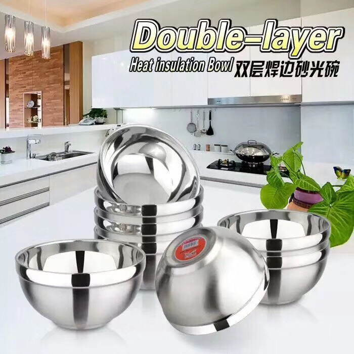 Kitchen Supplies 304 Double Layer Insulation Bowl Student Heat Insulation Soup Bowl Kitchen Supplies 304 Double Layer Insulation Bowl Student Heat Insulation Soup Bowl