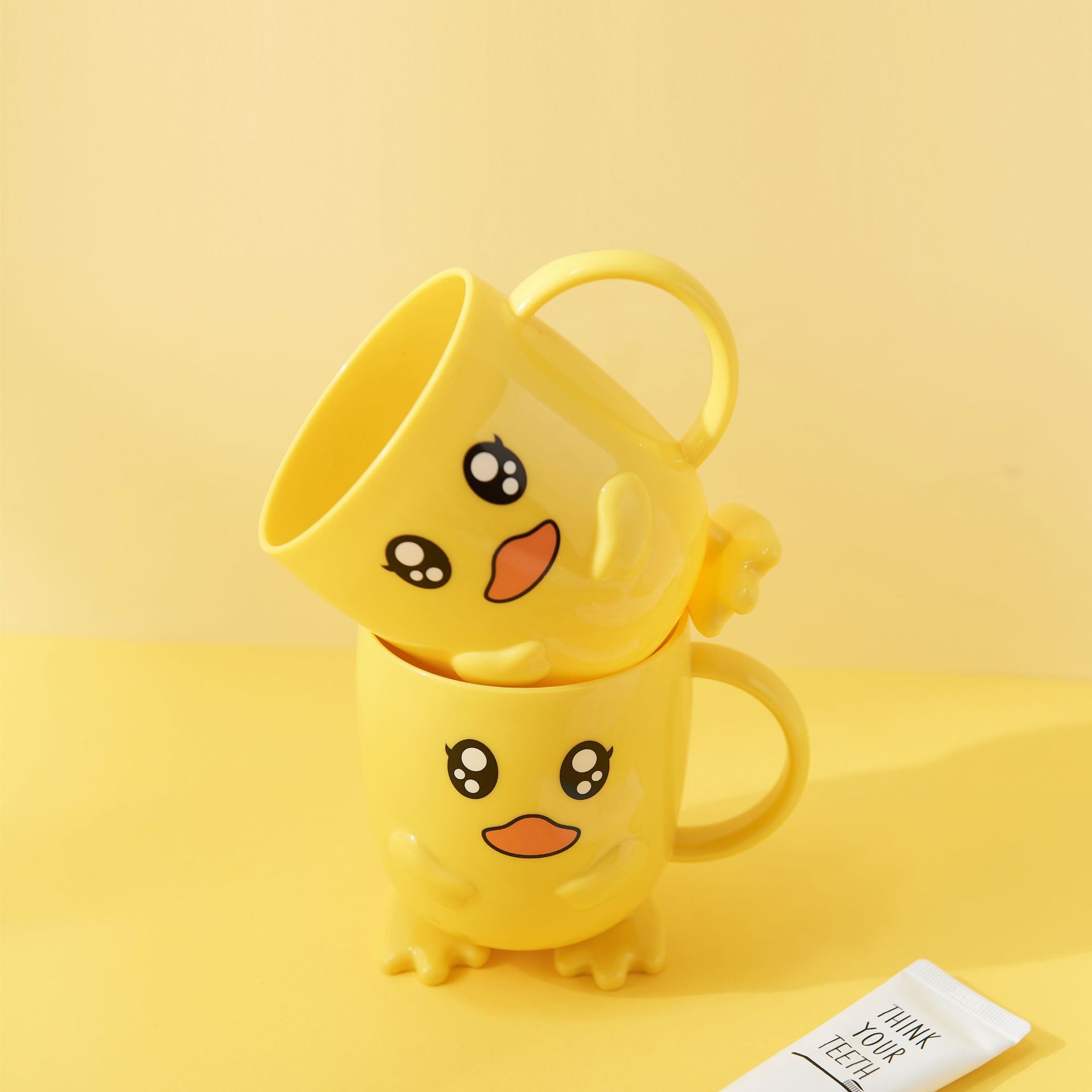Children&#039;s Dinner Plate Kindergarten Grid Small Yellow Duck Tableware Cartoon Gift Tableware Household Creative Baby Solid Food Bowl