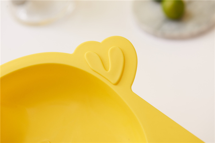 Children's Dinner Plate Kindergarten Grid Small Yellow Duck Tableware Cartoon Gift Tableware Household Creative Baby Solid Food Bowl