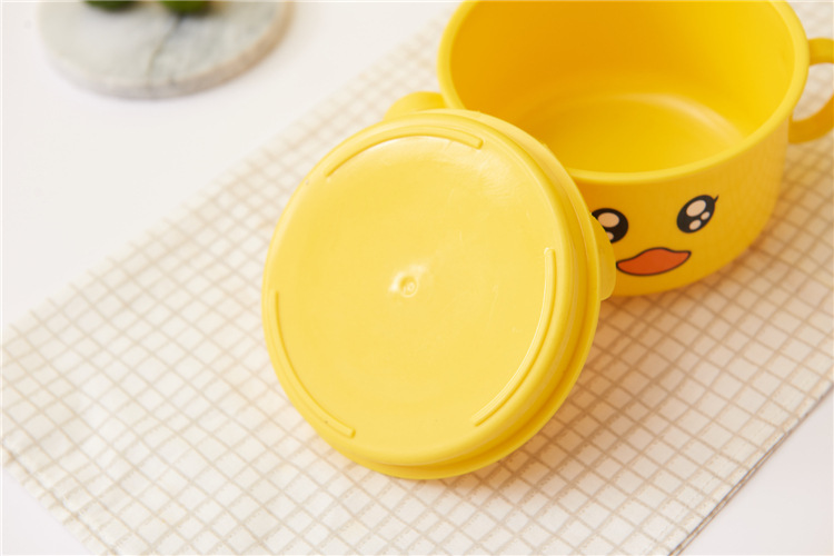 Children's Dinner Plate Kindergarten Grid Small Yellow Duck Tableware Cartoon Gift Tableware Household Creative Baby Solid Food Bowl
