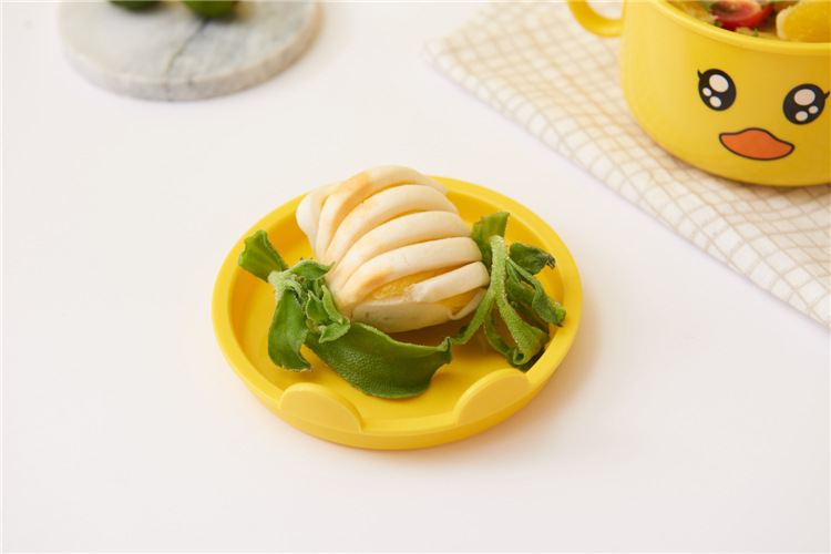 Children's Dinner Plate Kindergarten Grid Small Yellow Duck Tableware Cartoon Gift Tableware Household Creative Baby Solid Food Bowl