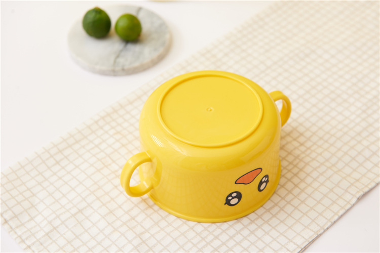 Children's Dinner Plate Kindergarten Grid Small Yellow Duck Tableware Cartoon Gift Tableware Household Creative Baby Solid Food Bowl