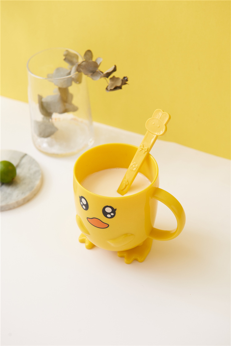 Children's Dinner Plate Kindergarten Grid Small Yellow Duck Tableware Cartoon Gift Tableware Household Creative Baby Solid Food Bowl