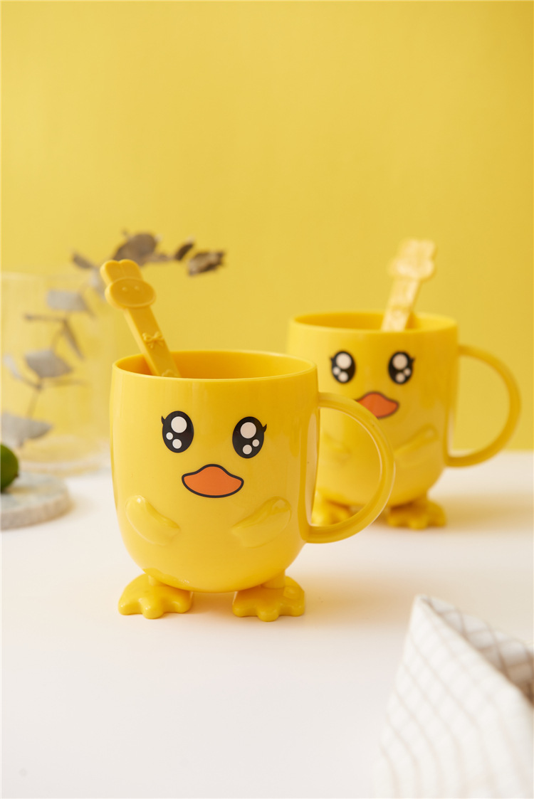 Children's Dinner Plate Kindergarten Grid Small Yellow Duck Tableware Cartoon Gift Tableware Household Creative Baby Solid Food Bowl