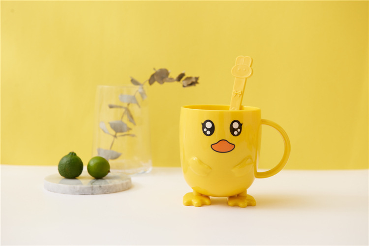 Children's Dinner Plate Kindergarten Grid Small Yellow Duck Tableware Cartoon Gift Tableware Household Creative Baby Solid Food Bowl