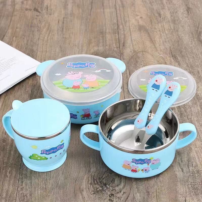 Kitchen Supplies Stainless Steel Tableware Piggy Page Children Bowl Set