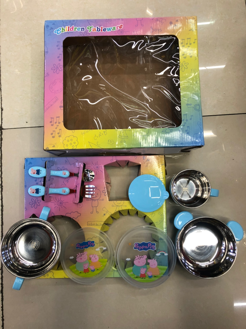 Kitchen Supplies Stainless Steel Tableware Piggy Page Children Bowl Set