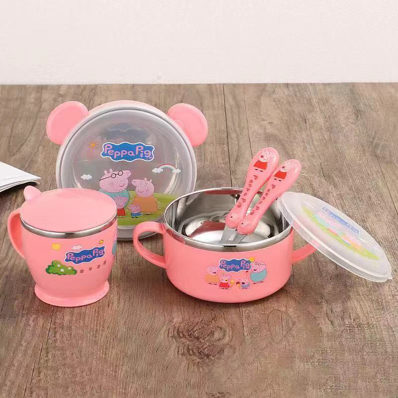 Kitchen Supplies Stainless Steel Tableware Piggy Page Children Bowl Set