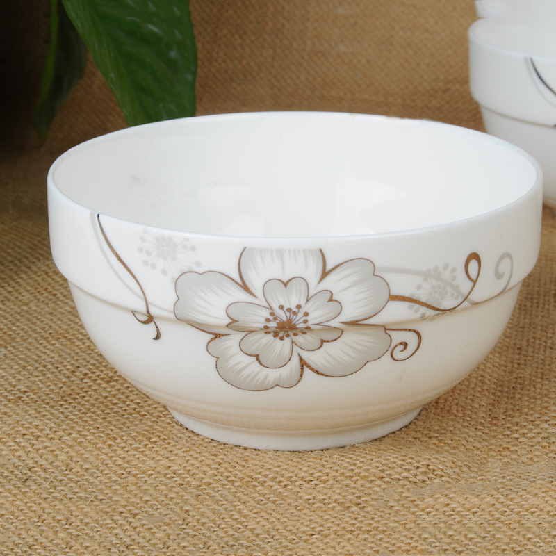10. Alice white China ceramic bowl bone China rim guard bowl multi-size soup bowl daily necessities