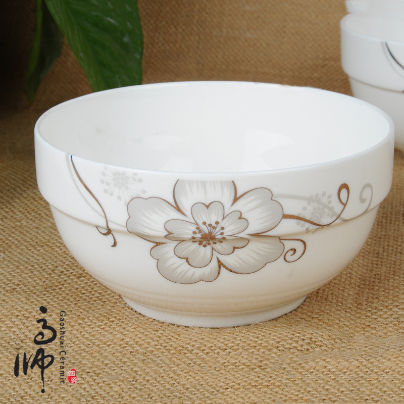 10. Alice white China ceramic bowl bone China rim guard bowl multi-size soup bowl daily necessities