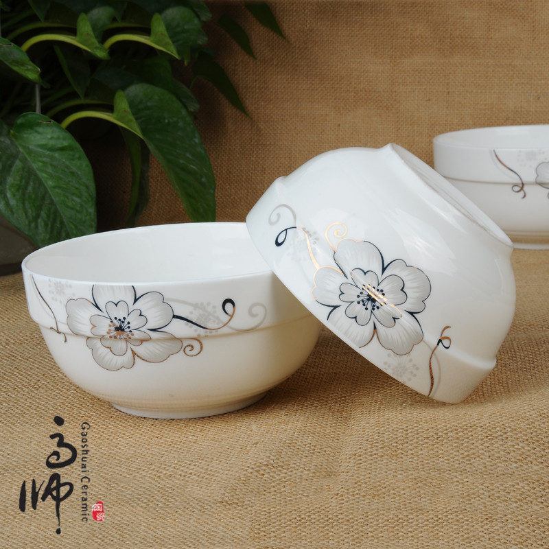 10. Alice white China ceramic bowl bone China rim guard bowl multi-size soup bowl daily necessities