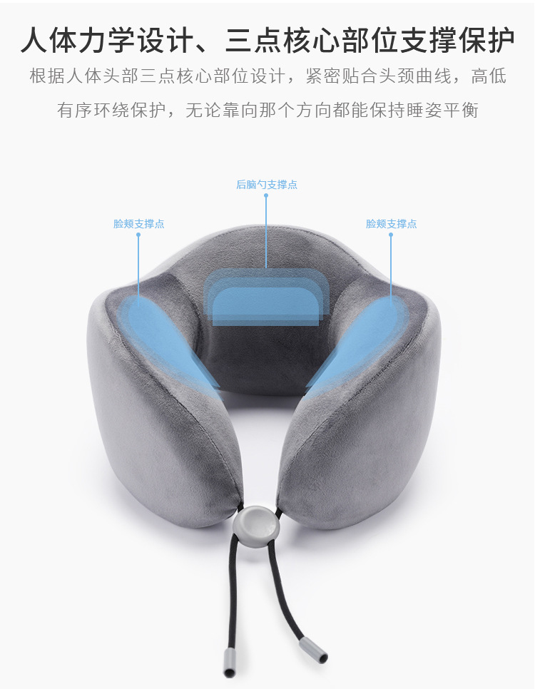 Factory Wholesale Slow Rebound Memory Foam Travel Neck Support Neck Bolster U-Shaped Pillow Custom Logo Neck Pillow U-Shape Pillow