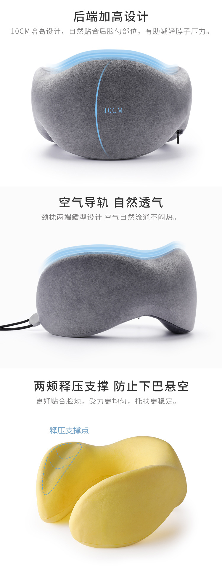 Factory Wholesale Slow Rebound Memory Foam Travel Neck Support Neck Bolster U-Shaped Pillow Custom Logo Neck Pillow U-Shape Pillow