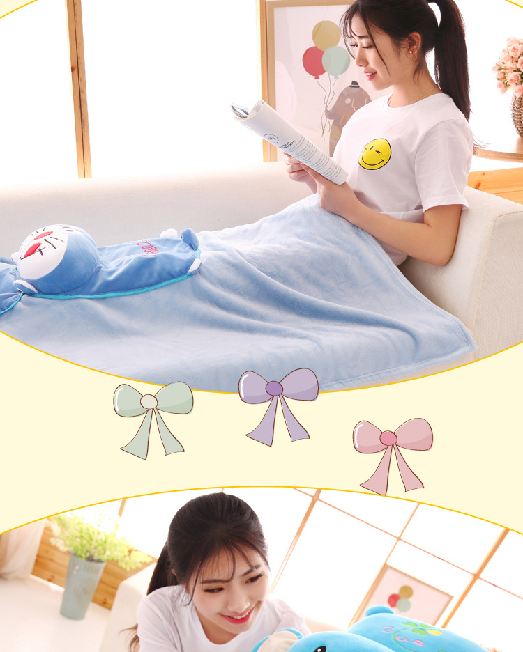 Cute Cartoon Lying Style Stitch Plush Toy Cushion Multi-Functional Bolster Quilt Airable Cover Dual-Use Wholesale