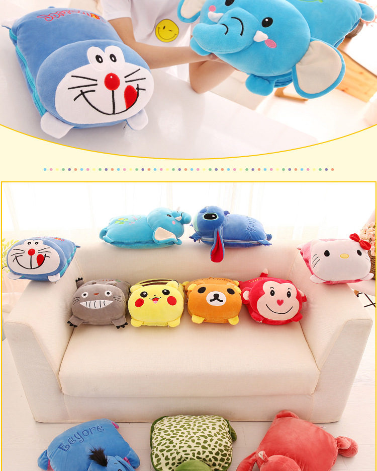 Cute Cartoon Lying Style Stitch Plush Toy Cushion Multi-Functional Bolster Quilt Airable Cover Dual-Use Wholesale