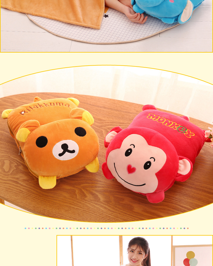 Cute Cartoon Lying Style Stitch Plush Toy Cushion Multi-Functional Bolster Quilt Airable Cover Dual-Use Wholesale