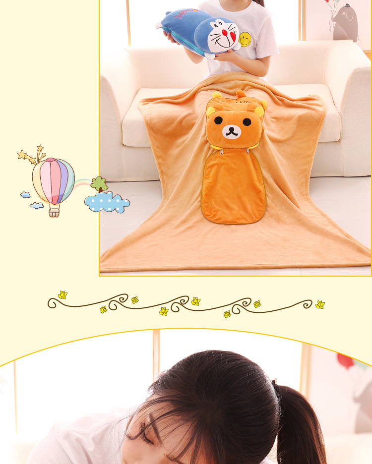 Cute Cartoon Lying Style Stitch Plush Toy Cushion Multi-Functional Bolster Quilt Airable Cover Dual-Use Wholesale