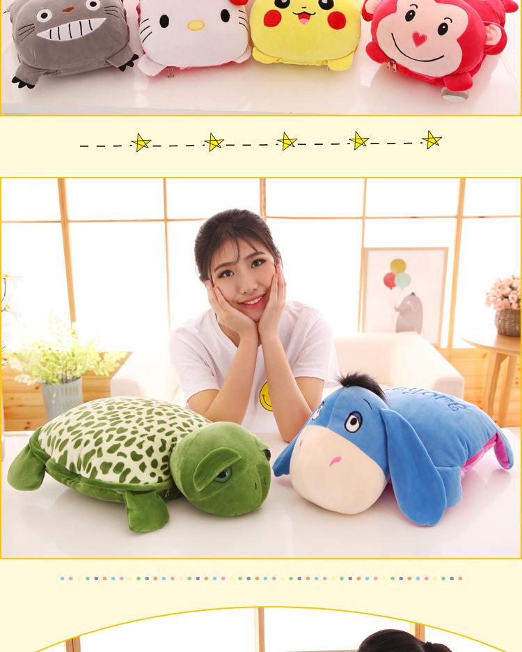Cute Cartoon Lying Style Stitch Plush Toy Cushion Multi-Functional Bolster Quilt Airable Cover Dual-Use Wholesale